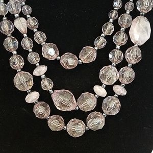 Multi Strand Glass Bead Necklace Lavender